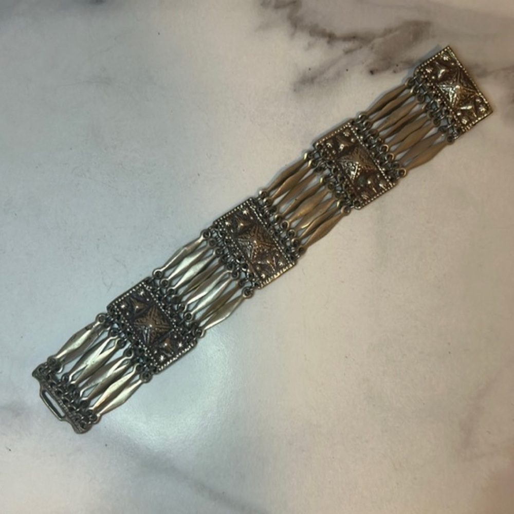 Sterling Silver Vintage Bracelet, Solid 925, Taxco Boho Aztec Tribal